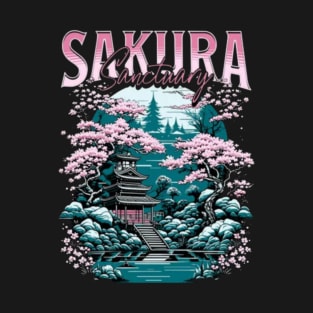 Discover the magic of the Japanese sanctuary with its 🌸 Sakura tree in full bloom! A paradise of tranquility and beauty. 🏯🌸 T-Shirt