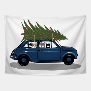 Bringing Home the Christmas Tree Blue Tapestry