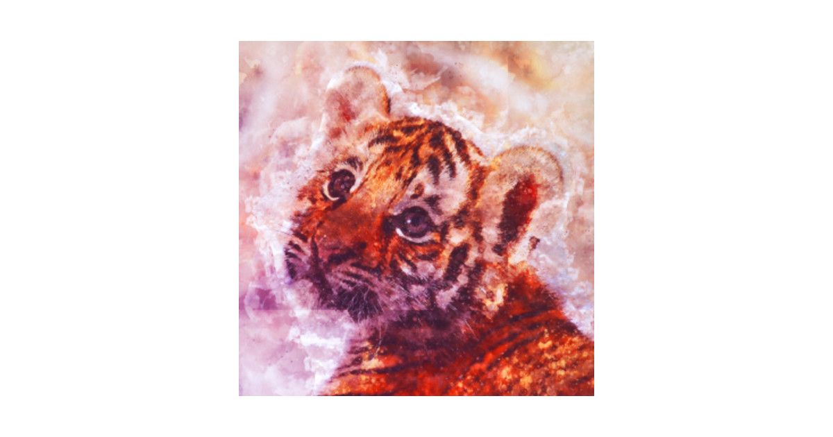 Baby Tiger Cub Watercolor Painting By Cutepuns