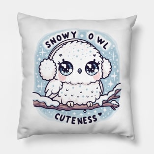 Enchanted Frost: Snowy Owl Kawaii Magic Pillow