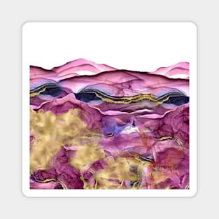 Purple Blue Gold Ink Abstract Magnet