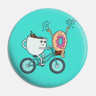 Coffee donut and bike Pin