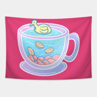Duck and coffee cup Tapestry