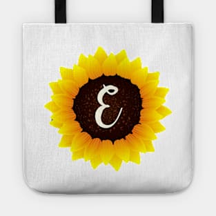 Floral Monogram E Bright Yellow Sunflower Tote