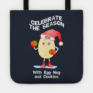 Santa Hat Egg Nog White Text Tote