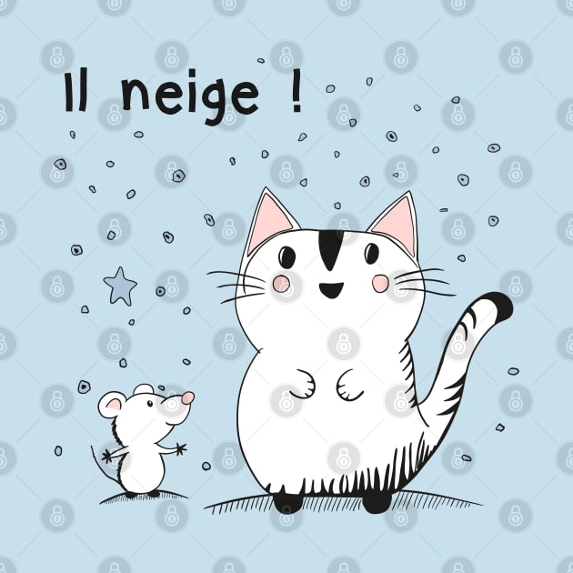 Il neige ! It's snowing! Cat and mouse by Babush-kat