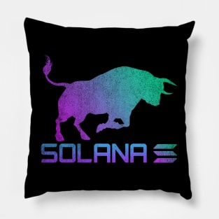 Vintage Bull Market Solana Coin Mission To The Moon Crypto Token Cryptocurrency Wallet Birthday Gift For Men Women Pillow