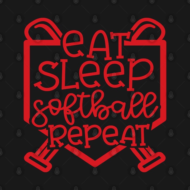 Eat Sleep Softball Repeat Cute Funny by GlimmerDesigns