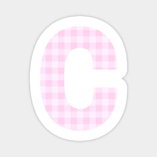 Pink Letter C in Plaid Pattern Background. Magnet