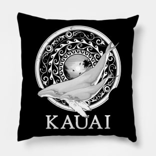 Humpback whales Shield of Kauai Pillow