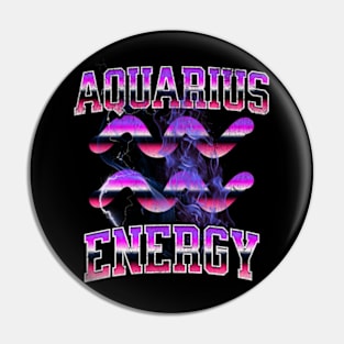 Aquarius Energy Retro Lightning Zodiac Birthday Pin