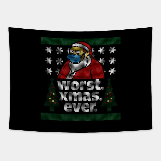 Worst Christmas Ever Funny Ugly Christmas Sweater Tapestry by BoggsNicolas