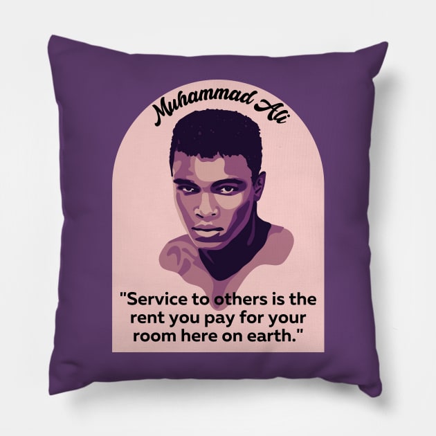 Muhammad Ali Portrait and Quote Pillow by Slightly Unhinged