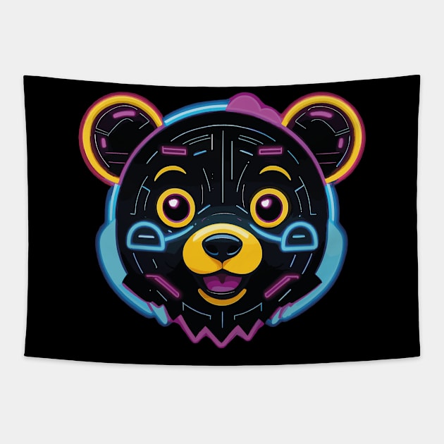 neon cyberpunk bear Tapestry by chems eddine