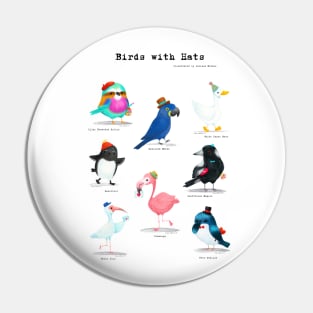 Birds with Hats - Version 2 - Text in Black Pin