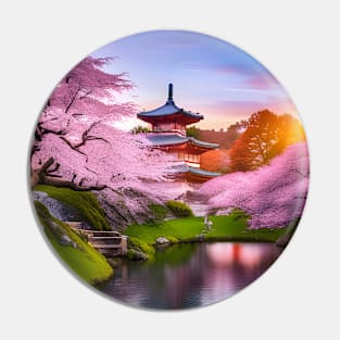 Cherry Blossoms Japanese Garden Pin