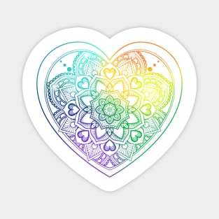 Mandala heart and zentangle patterns rainbow Magnet