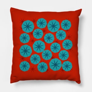 Little  Poppies Blue Flowers Japanese Woodcut Print Shibori Pillow