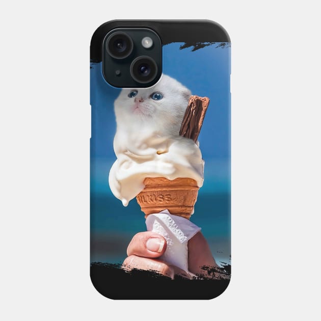 Ice-Cat Cat Ice Cream Phone Case by Random Galaxy