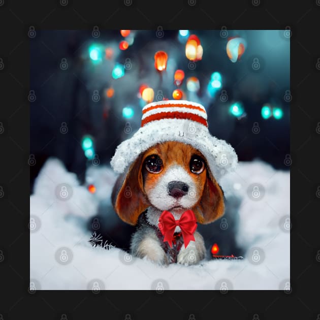 Christmas beagle puppy - beautiful winter snowy dog by Design-by-Evita