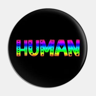 Colorful HUMAN Typography Illustration Design lgbt Pin