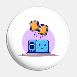 Cute Happy Toaster Cartoon Vector Icon Illustration Pin