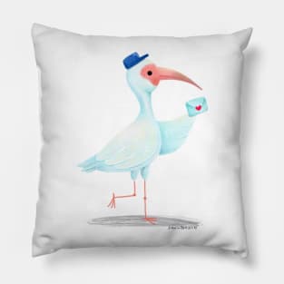 White Ibis with a love letter Pillow