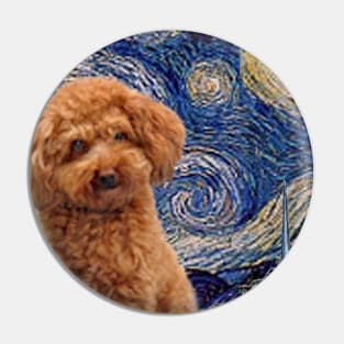 Starry Night (Van Gogh) Adapted to Feature a Toy Apricot Poodle Pin