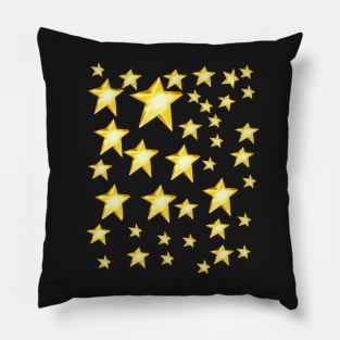 3d yellow gold stars set pattern bling glitz glamour glitter dazzle Pillow