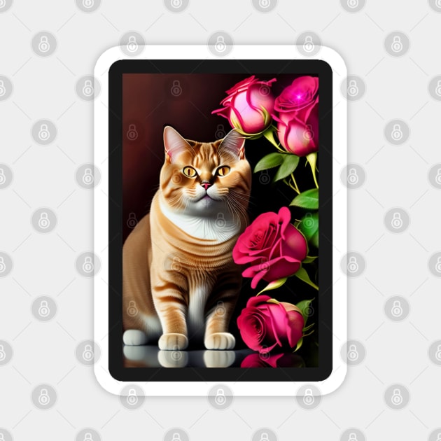 British Shorthair Cat Valentine Theme Magnet by Enchanted Reverie