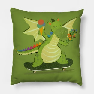 Funny dragon skateboarding Pillow