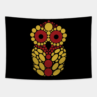 Gold and Crimson Owl Tapestry