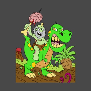 Zombie riding a dinosaur - Halloween Gift T-Shirt