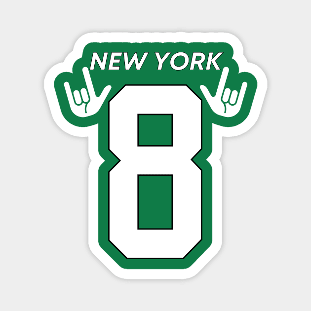 NY Jets Number AR8 Hands White Text Magnet by Sleepless in NY