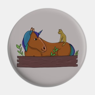 Unicorn and cat Pin