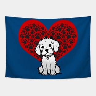 Cute dog lover paws on my heart Tapestry