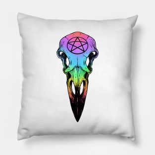 Raven skull. Pentagram Pillow