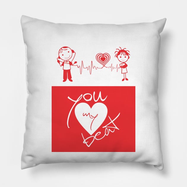 You My Heart Beat love Quotes Pillow by labno4