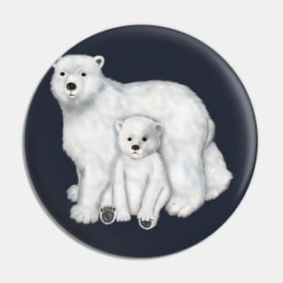 Polar Bear Mom and Cub Pin