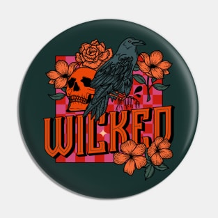 Wicked - crow, skull, animals, birds, pink, punk, green, orange, aesthetics, floral, flowers Pin