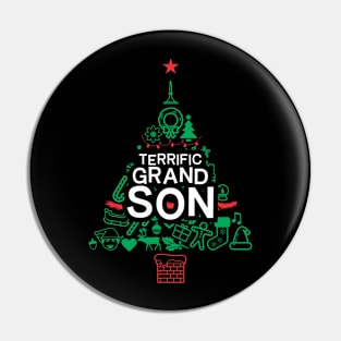 Terrific Grandson - Xmas Tree - Christmas Pin