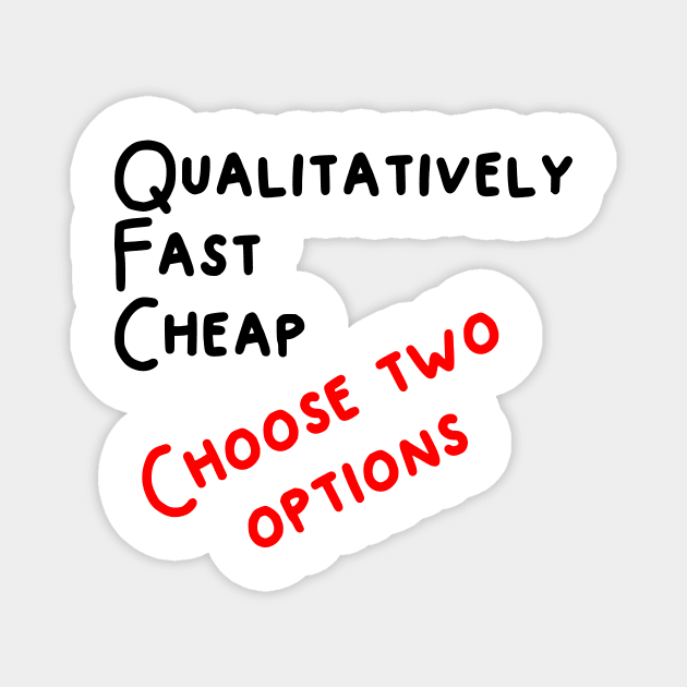 Qualitatively. Fast. Cheap. Choose two options. Magnet by vecras
