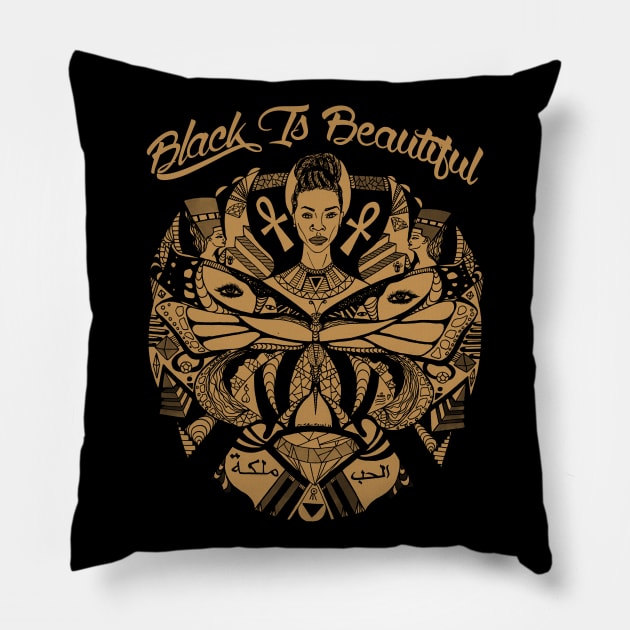 Brown Butterfly Goddess Black Is Beautiful Pillow by kenallouis