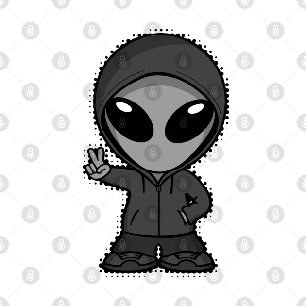 Space Alien Peace Dark Version by SpaceAlienTees