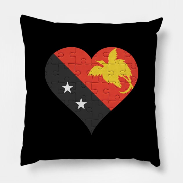 Papua New Guinean Jigsaw Puzzle Heart Design - Gift for Papua New Guinean With Papua New Guinea Roots Pillow by Country Flags