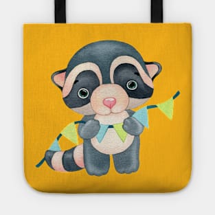 Racoon flag hand drawn Tote