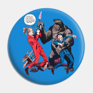 Funny Gorilla Monkey Primate King Kong Red Blue Retro Comic Vintage Cartoon Pin