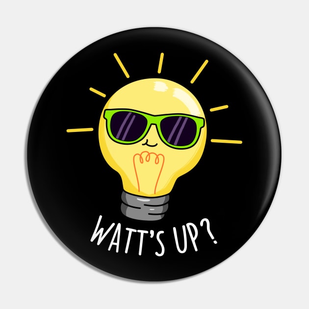 Watts Up Cute Electricity Light Bulb Pun Pin by punnybone