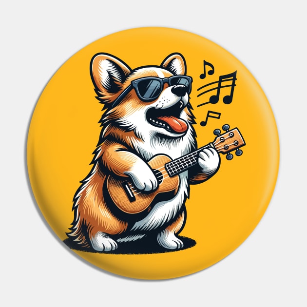 Dog Playing Guitar Singing Welsh Corgi Funny Corgi Grandma Pin by BraaiNinja