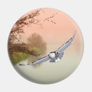 Snowy Owl in Flight Pin